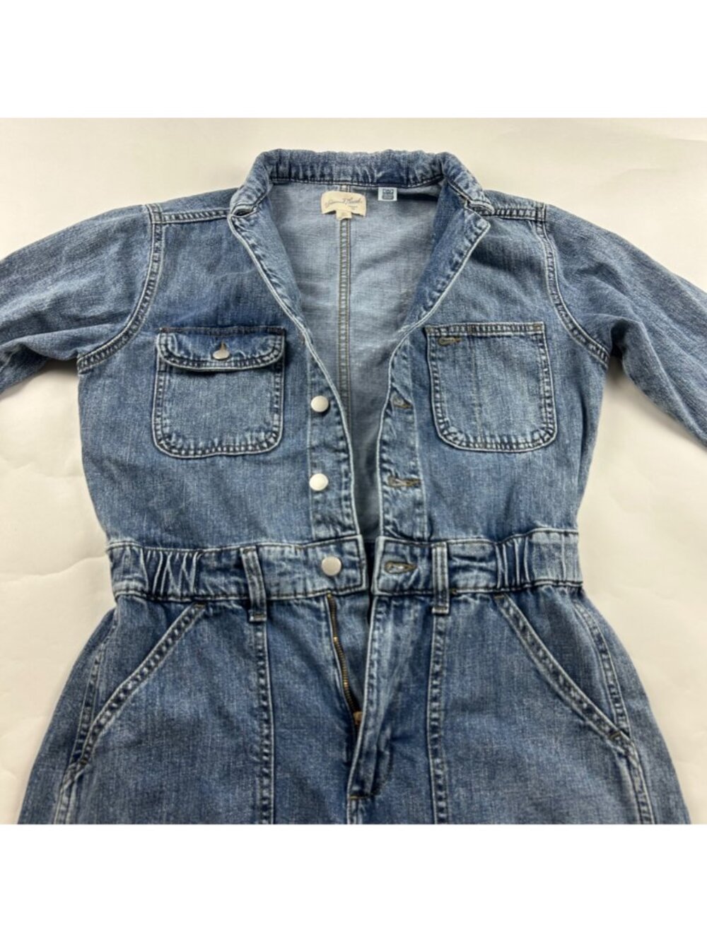 Universal Thread Denim Long Sleeve Button Front Straight Leg Jumpsuit 6R - Picture 4 of 9